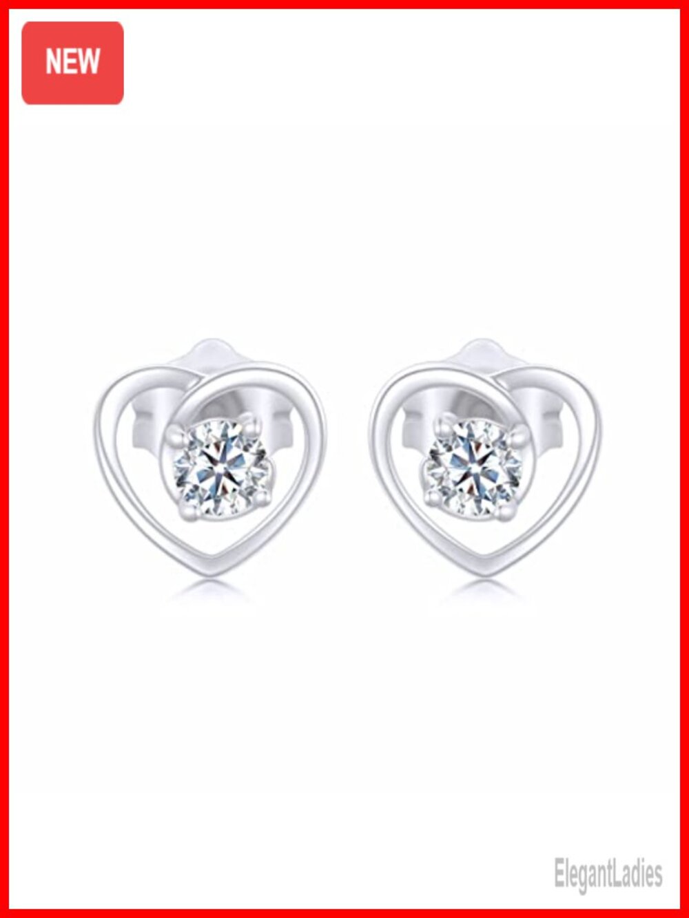 10k Gold Lab Grown Diamond Heart Stud Earrings Women Small